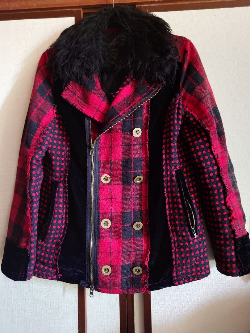 ALGONQUINS 赤・黒 チェック柄・ドット柄 ジャケット