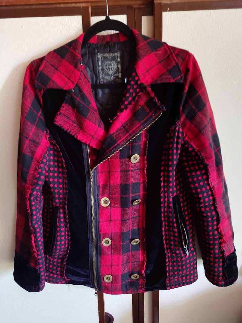 ALGONQUINS 赤・黒 チェック柄・ドット柄 ジャケット