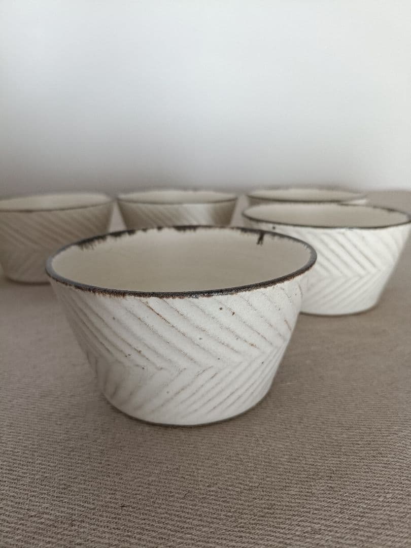 石岡信之　ヘリンボーン模様 ドラ鉢、小鉢5点セット