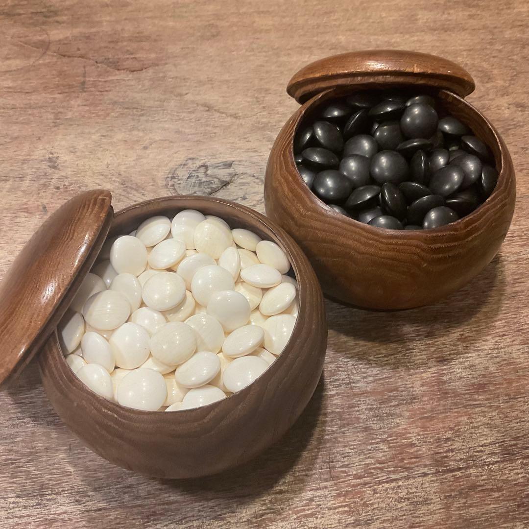 う*ぎ様 美品！高級 碁石 蛤 那智黒 35号 特大 碁笥