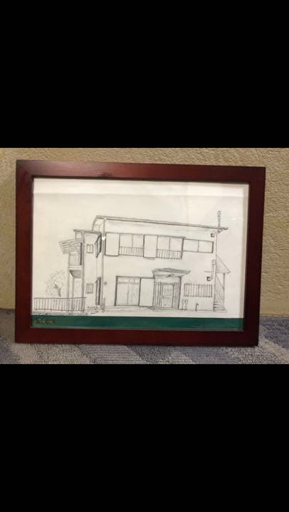 今村ワタル作品 [家] 鉛筆画 8,000円。額縁付き