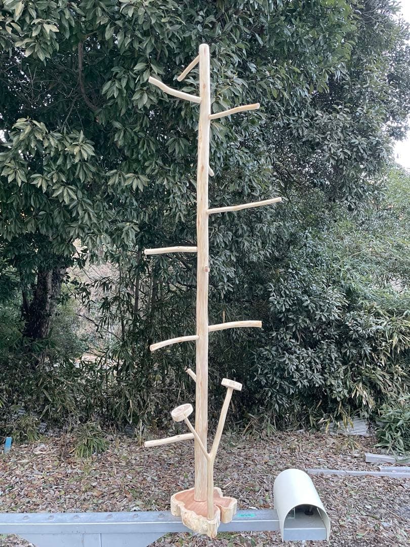 国産ヒノキ　鳥用止まり木　大型スタンド　約140センチ　小型中型インコ用