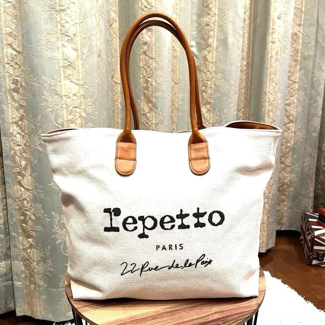 ✨美品✨repetto レペット トートバッグ キャンバス レザー オフホワイト