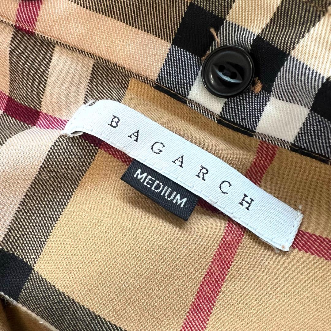 BAGARCH ユニセックス ダメージ加工チェック柄 トレンチ シャツワンピ