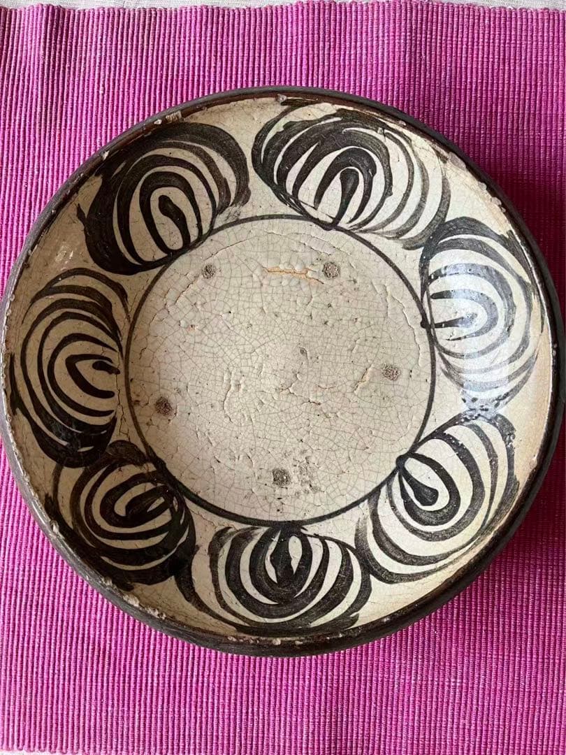 骨董 瀬戸焼　　馬の目皿　　鉄絵　7つ目　1枚