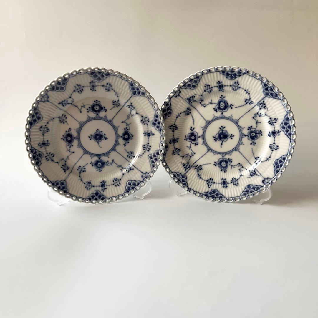ロイヤルコペンハーゲン ブルーフルーテッド フルレース プレート2枚③