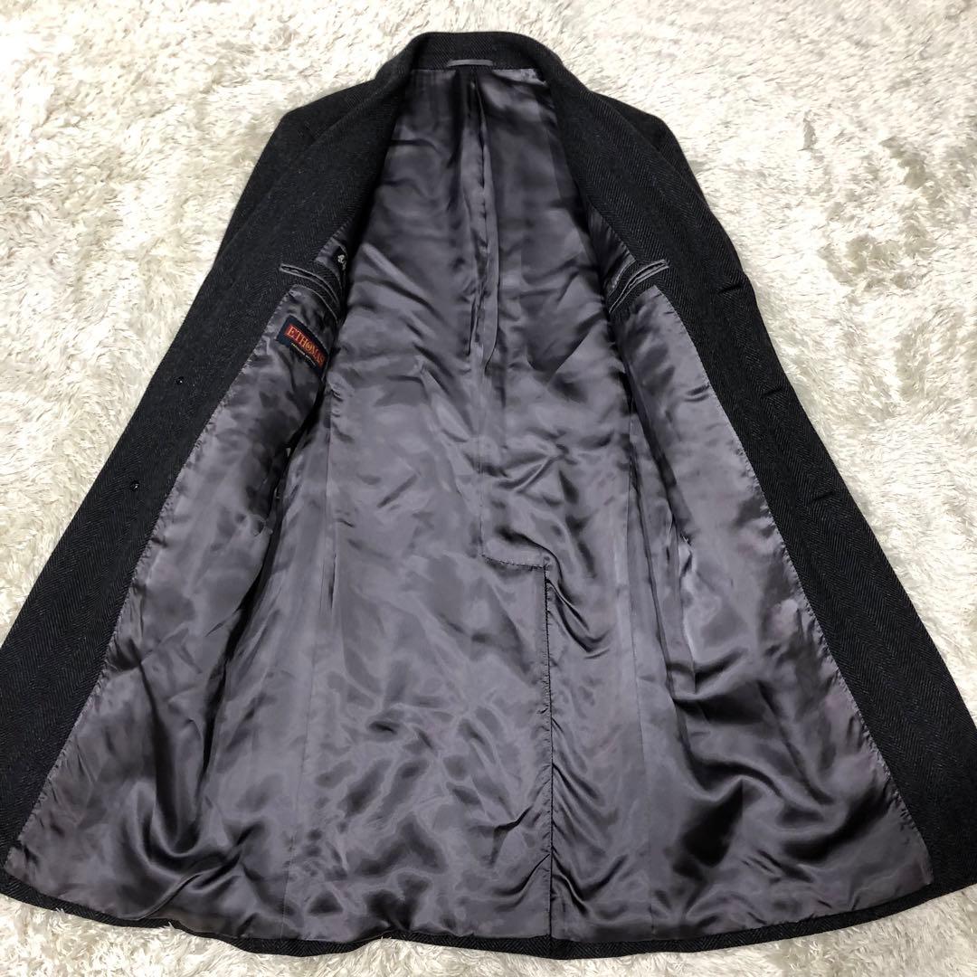 美品✨ソブリン チェスターコート ヘリンボーン 比翼仕立て カシミヤ混 42