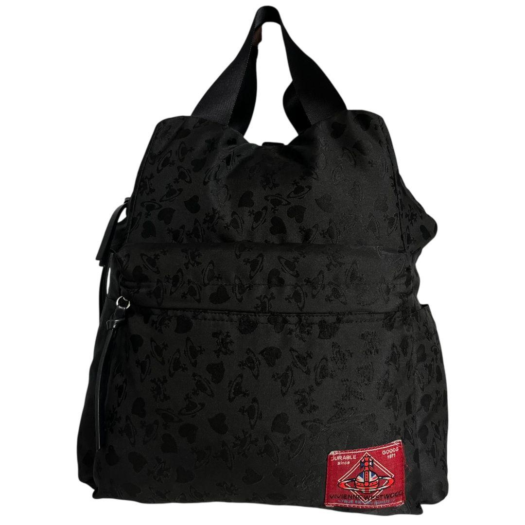 良品　ヴィヴィアンウエストウッド　リュック　ジャガード　シャドーロゴ　オーヴ　黒