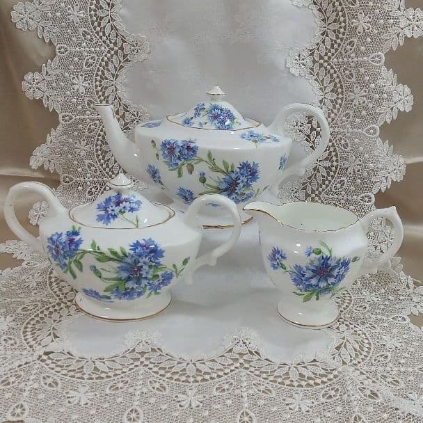 ハマースレイ ティーセット ポット シュガー クリーマー コーンフラワー 矢車草