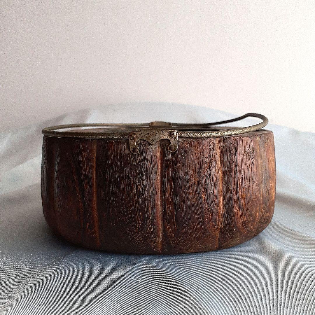 喫煙具 煙草盆 楕円形木製 くり抜き灰皿 香炉 時代物 骨董品 古道具 古美術