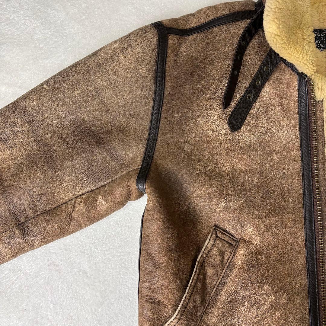 B-3　フライトジャケット　ムートンシープスキン　ボア　ラムレザー　L