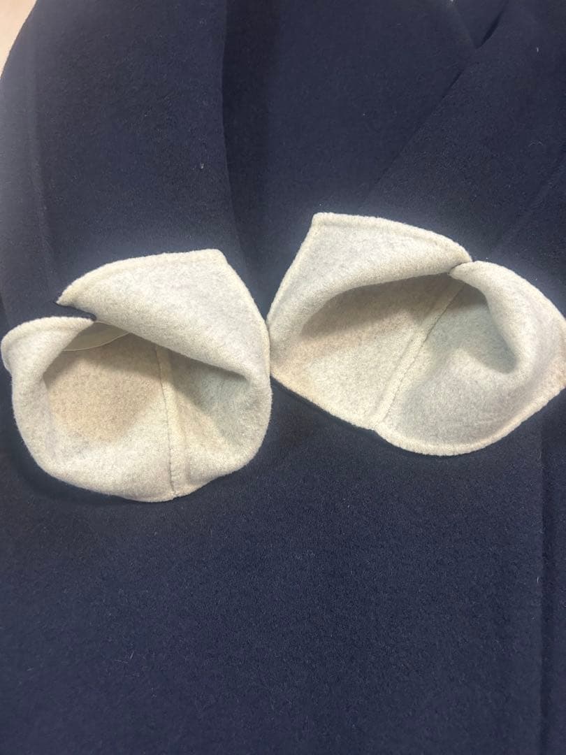 美品✨エンフォルド ウールソフトリバーノーカラーコート ロング 紺M