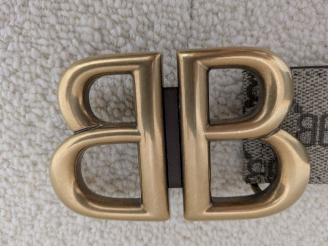 j*o様 【未使用級】 グッチ バレンシアガ コラボ ベルト BB レザー ブラ