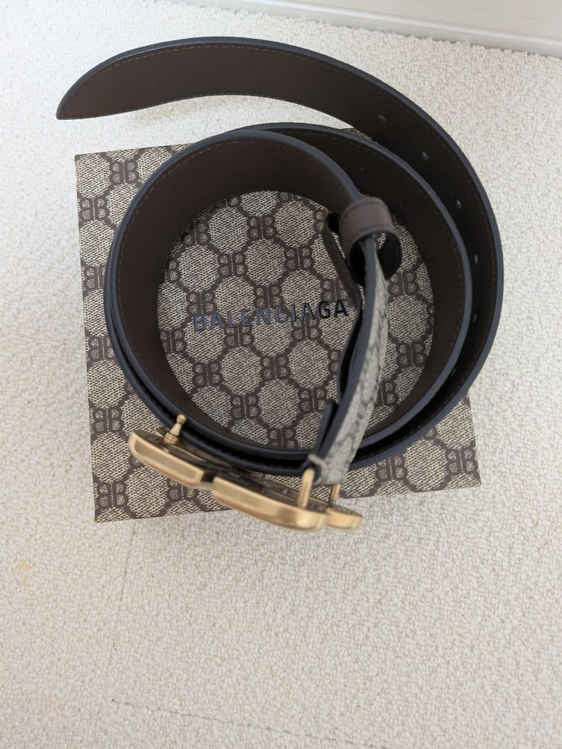 j*o様 【未使用級】 グッチ バレンシアガ コラボ ベルト BB レザー ブラ