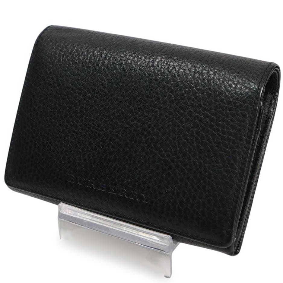 BURBERRY バーバリー レザー 折り長財布　黒　ノバチェック ロゴ型押し