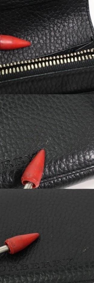 BURBERRY バーバリー レザー 折り長財布　黒　ノバチェック ロゴ型押し