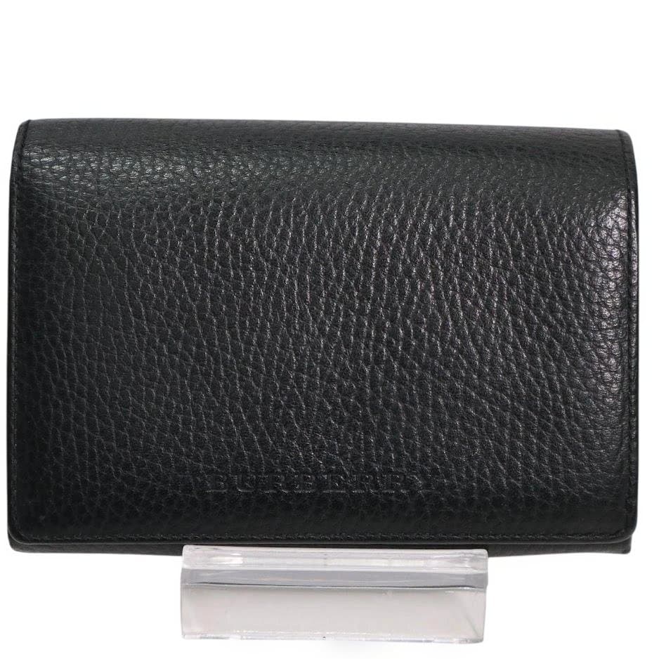 BURBERRY バーバリー レザー 折り長財布　黒　ノバチェック ロゴ型押し
