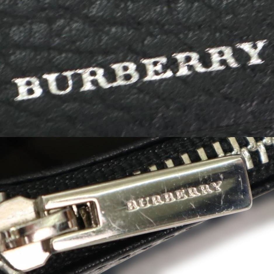 BURBERRY バーバリー レザー 折り長財布　黒　ノバチェック ロゴ型押し