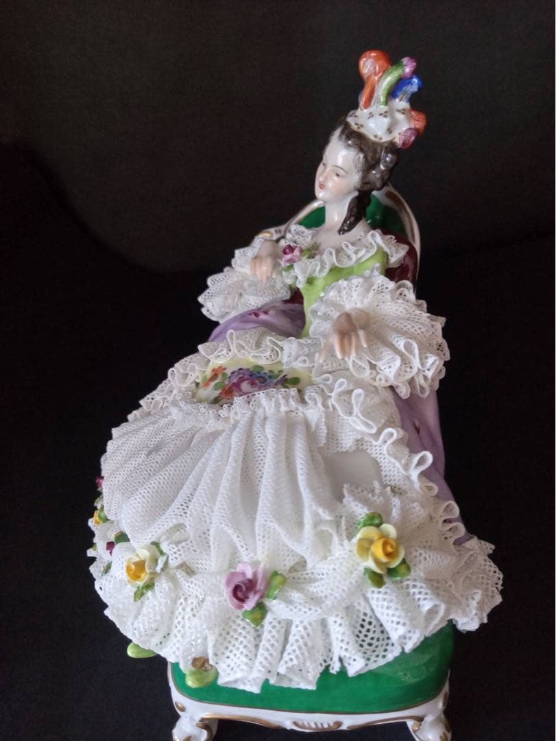 ドレスデン　レースドール　フォルクシュテット　陶器　人形　ドイツ　フィギュリン