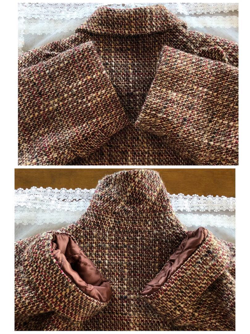 DAKS ダックス　レディース　ロング　コート　アウター　ツイード 高級　M