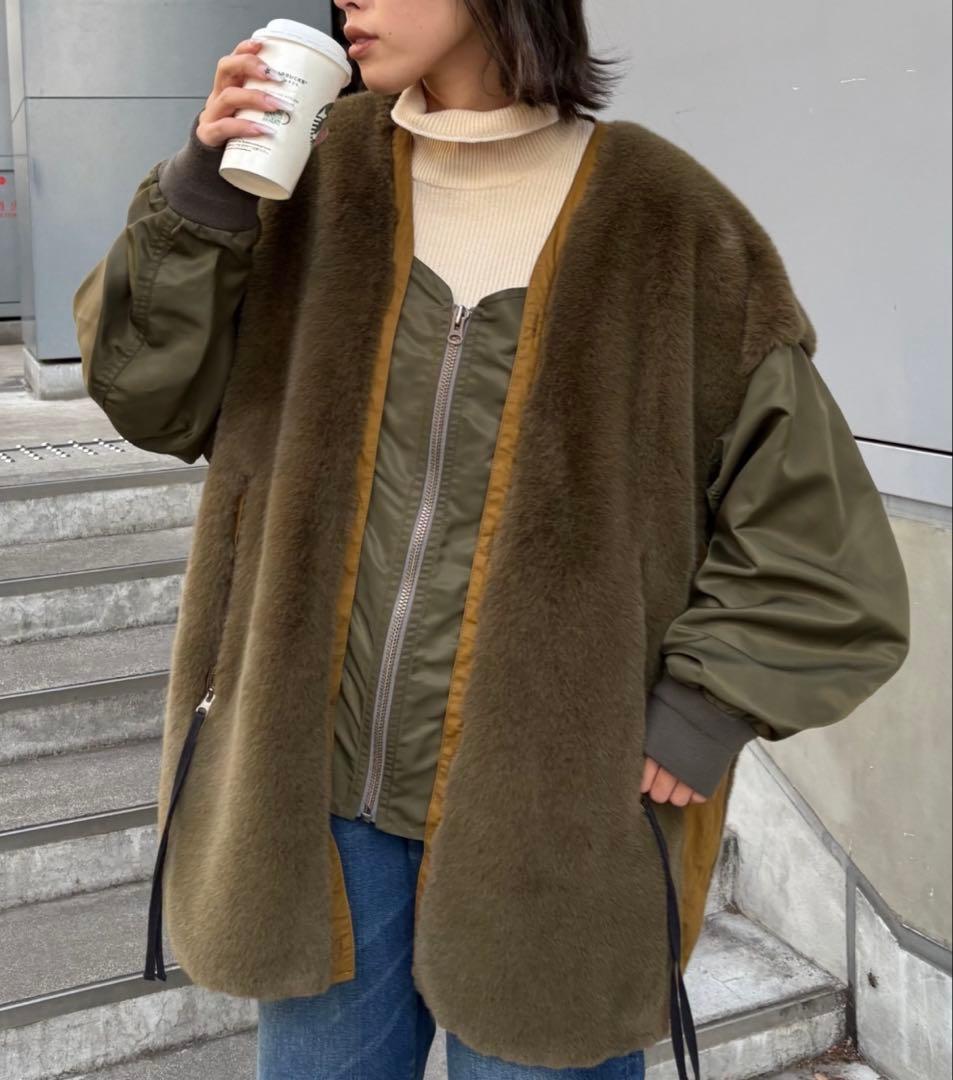 【etsinta/エシンタ】ファー切替ジャケット