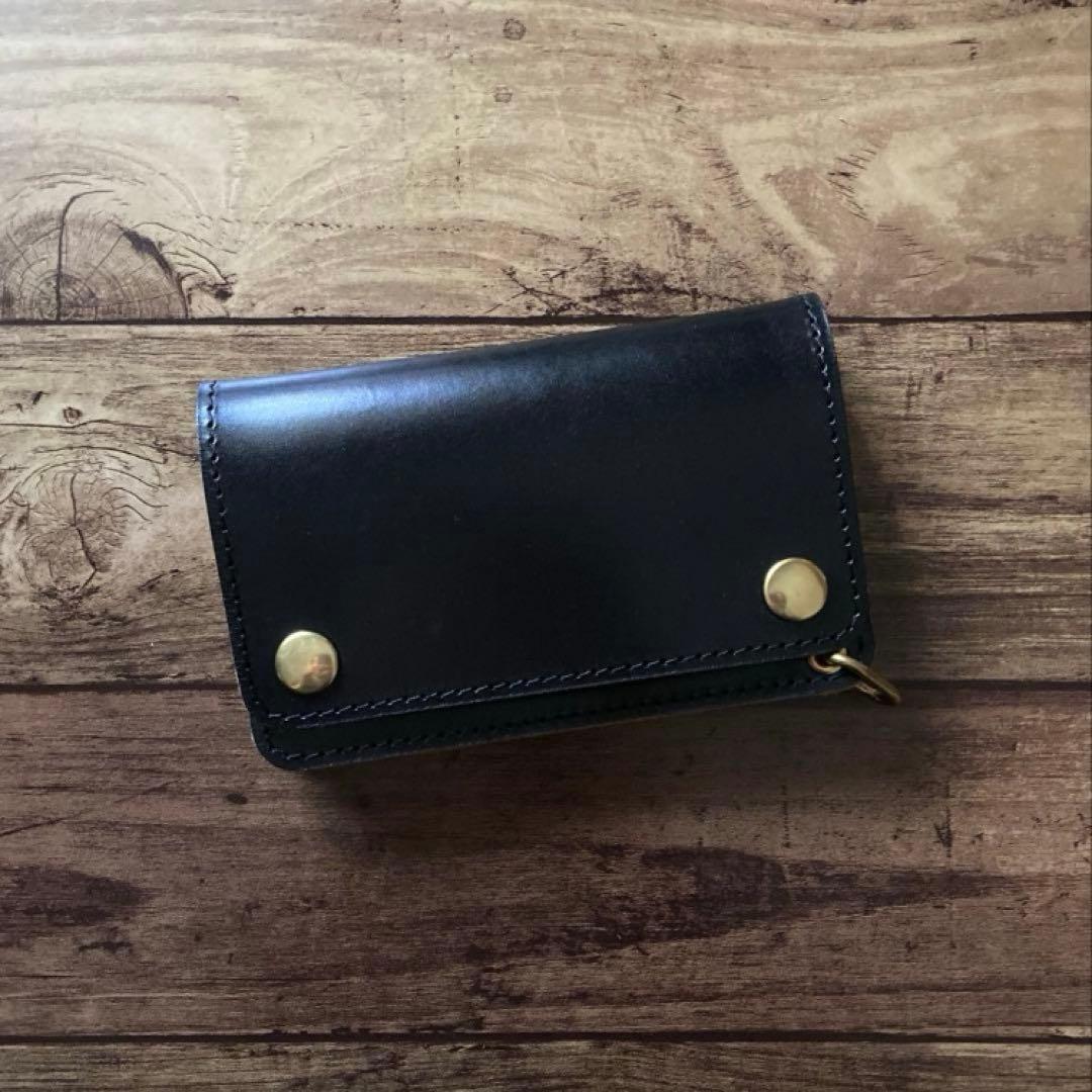 【お札を折らずに収納】ミドルトラッカーウォレット 茶芯ブラック【受注生産】