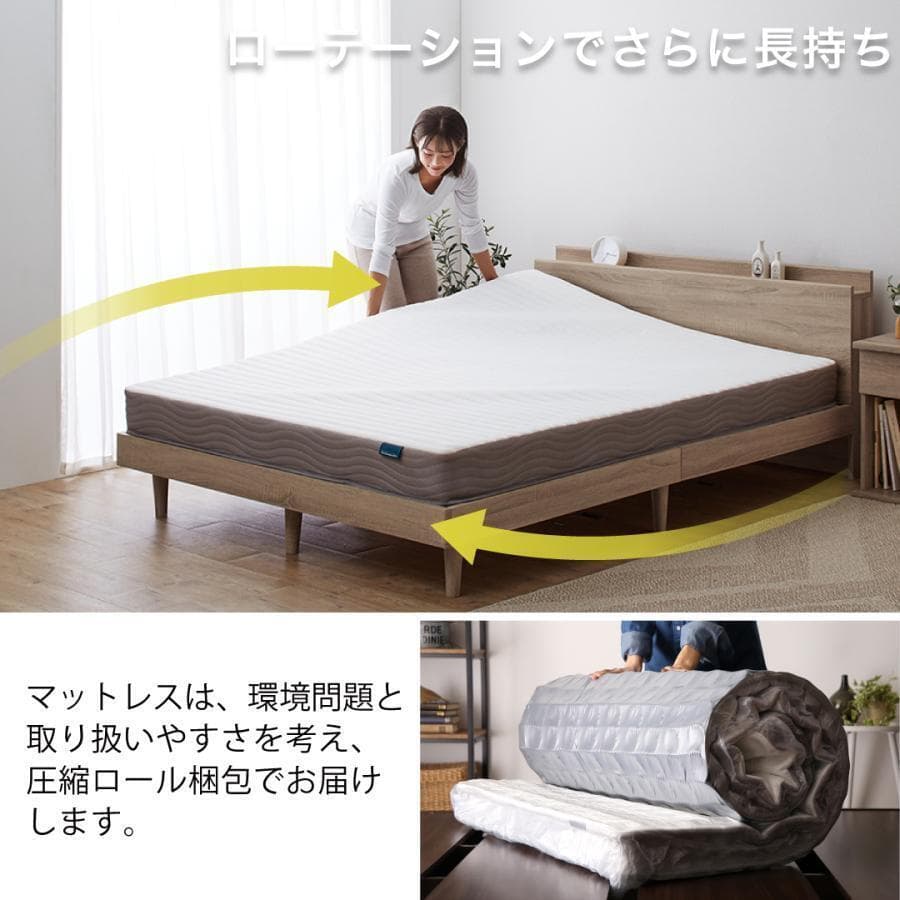 未使用訳あり　真空圧縮ロールでお届け 　匠モデルマットレス　ダブル　ホワイト