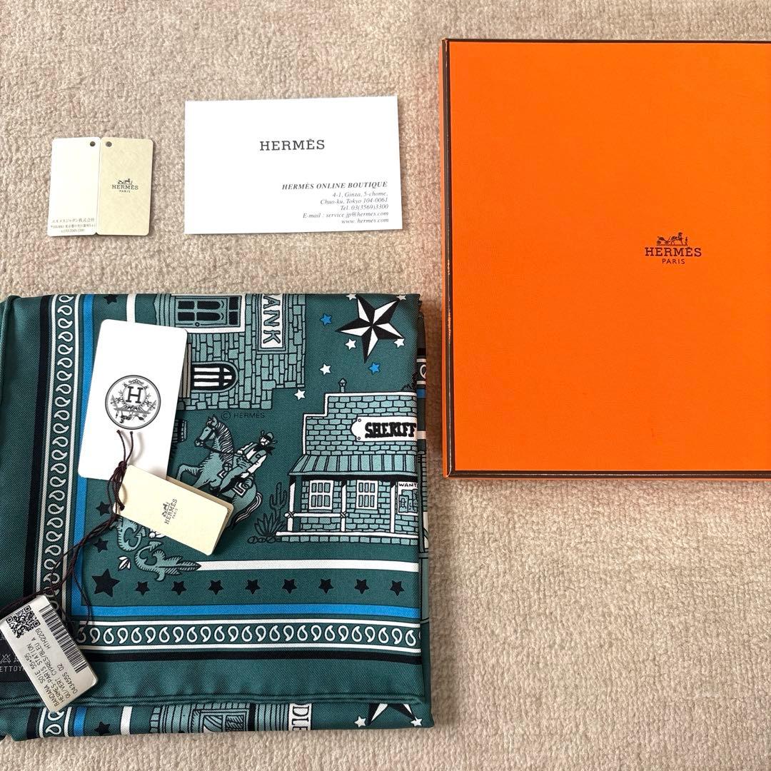 新品未使用 エルメス HERMES パリステーション カレ 55 グリーン