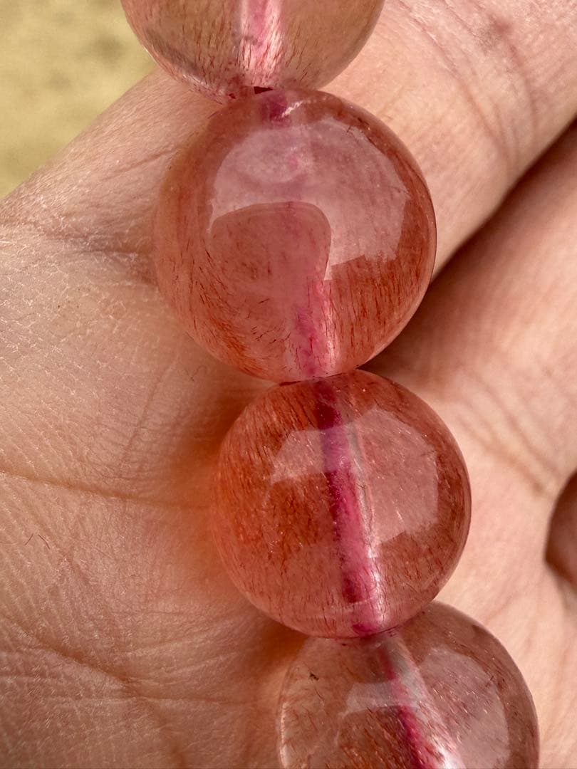 【クリスマスセール】希少高品質ストロベリークォーツブレスレット11.5-11mm