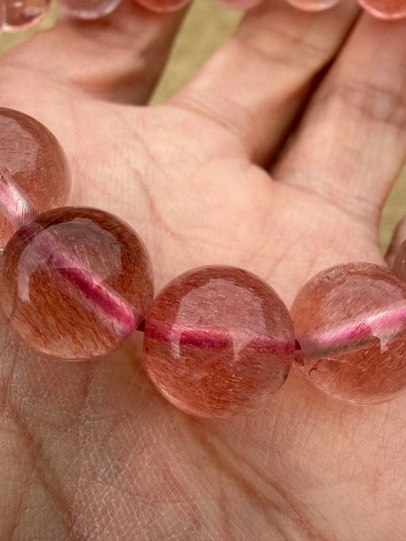 【クリスマスセール】希少高品質ストロベリークォーツブレスレット11.5-11mm