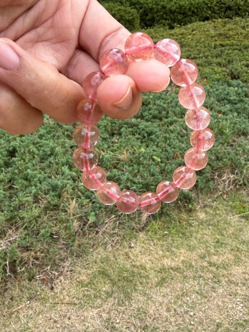 【クリスマスセール】希少高品質ストロベリークォーツブレスレット11.5-11mm