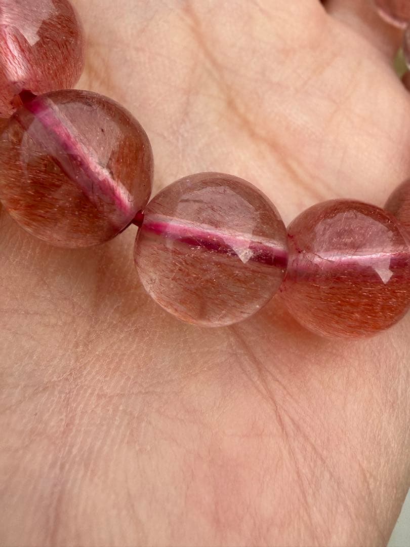 【クリスマスセール】希少高品質ストロベリークォーツブレスレット11.5-11mm