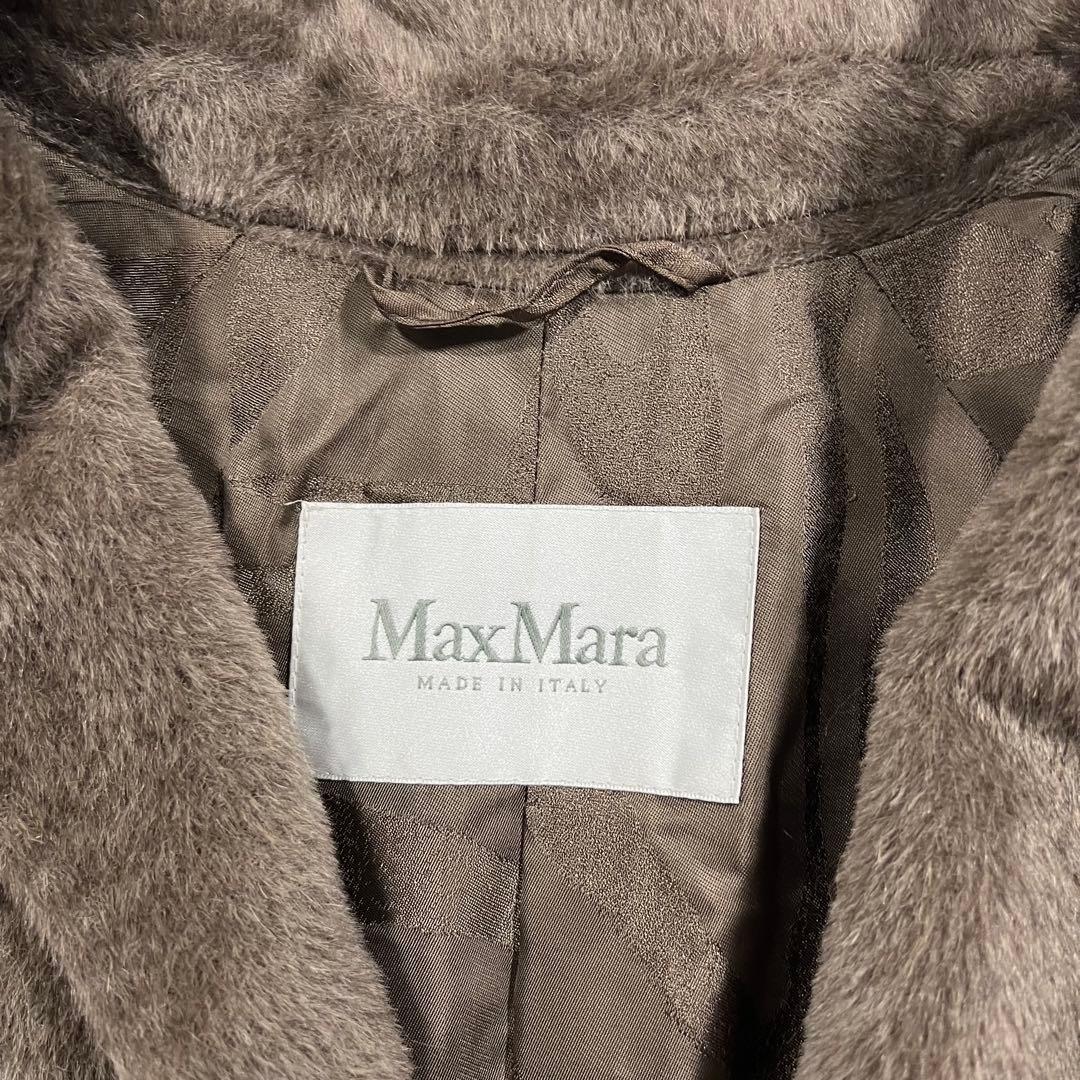 極美品 マックスマーラ アルパカ シャギー 白タグ ロングコート ブラウン 40