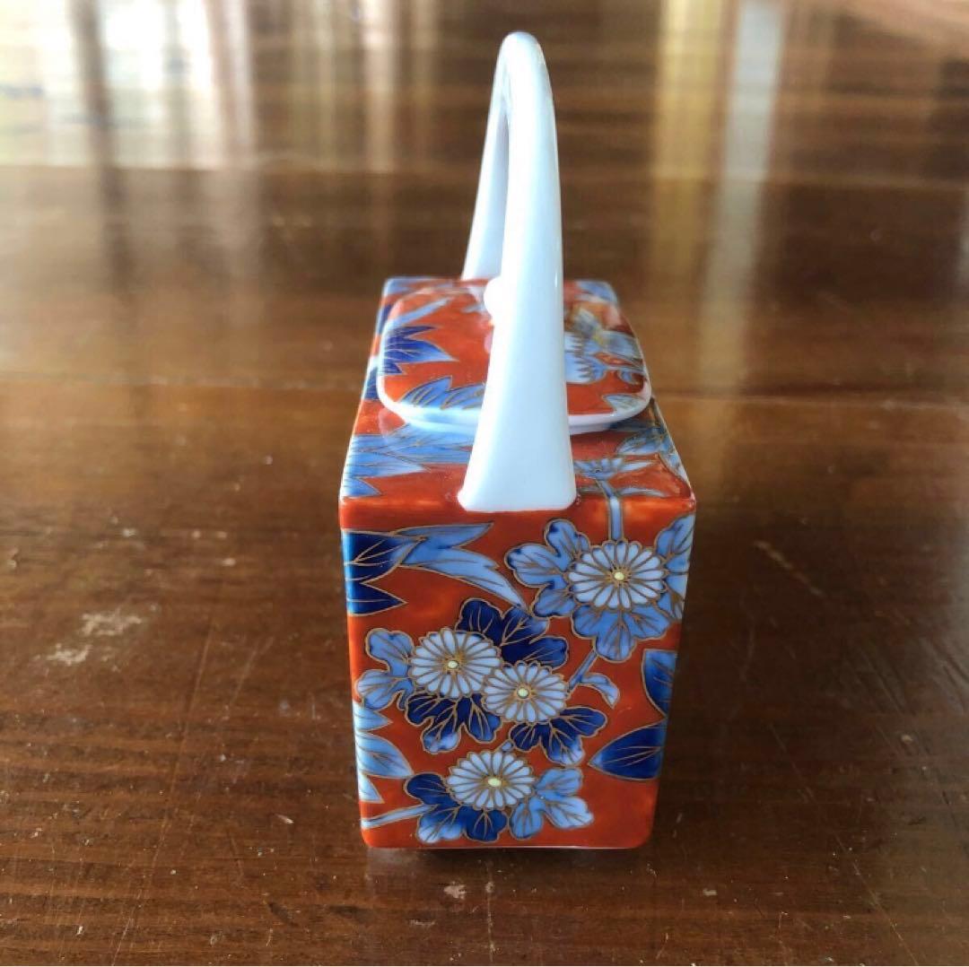 深川製磁 古代牡丹外赤 醤油差し 醤油入れ しょうゆ 書道 水差し オールド深川