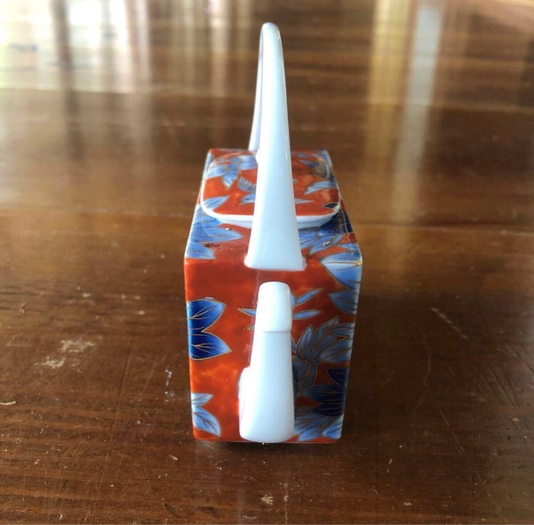 深川製磁 古代牡丹外赤 醤油差し 醤油入れ しょうゆ 書道 水差し オールド深川