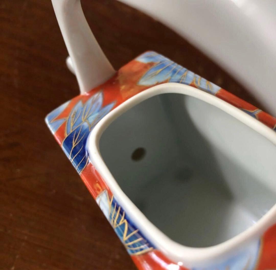 深川製磁 古代牡丹外赤 醤油差し 醤油入れ しょうゆ 書道 水差し オールド深川