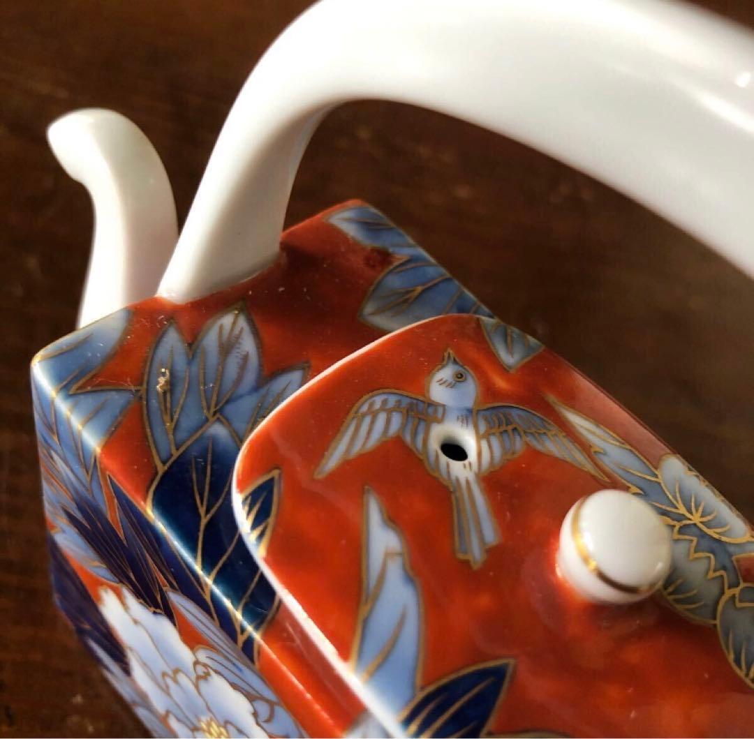 深川製磁 古代牡丹外赤 醤油差し 醤油入れ しょうゆ 書道 水差し オールド深川