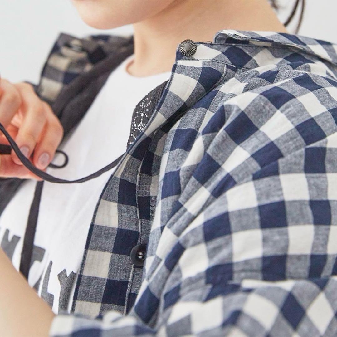 限定色！ネストローブ コットンリネンワッシャーギンガム スリーピングシャツ