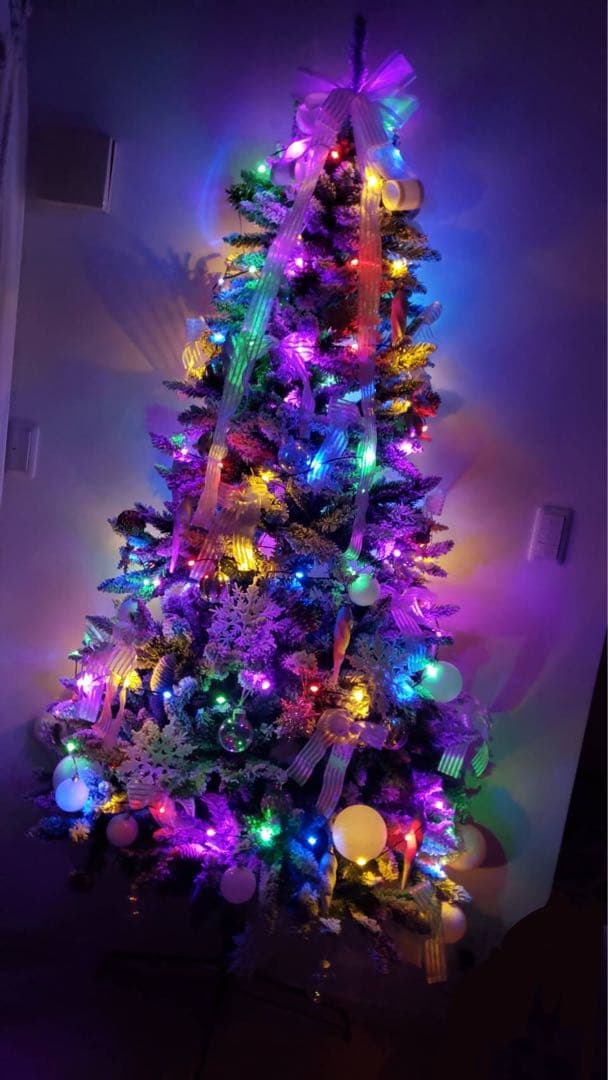 ハーフクリスマスツリー180cm以上 オーナメント ライト付 引き取り可能