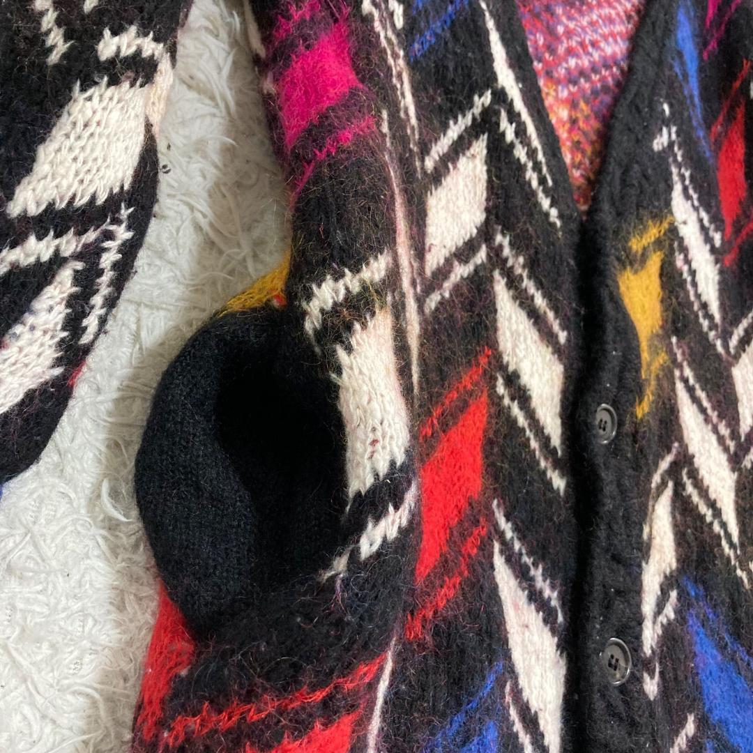 16573✨サンローラン 国内正規品 ウール モヘヤ インターシャ カーディガン