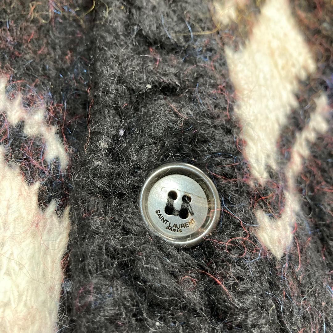 16573✨サンローラン 国内正規品 ウール モヘヤ インターシャ カーディガン