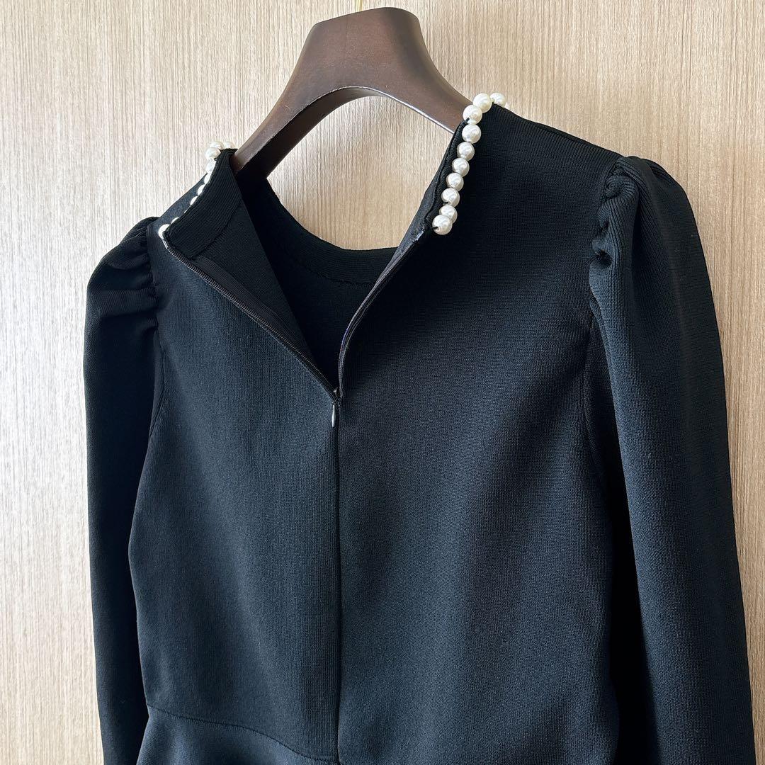 【636】アナイ　パールペプラム　プルオーバー　黒　38