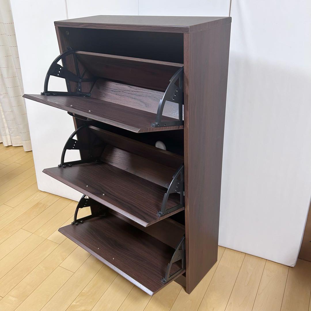 スリム3段シューズラック　サブリナ　サン　W637×D240×H1095 靴入れ