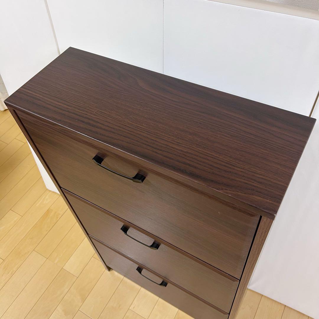 スリム3段シューズラック　サブリナ　サン　W637×D240×H1095 靴入れ