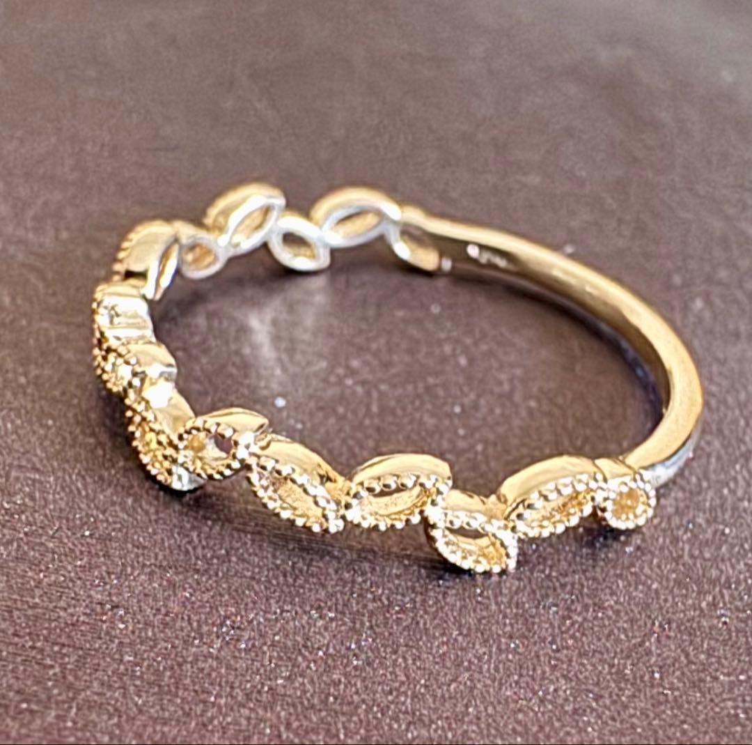 新品磨き済◆agete◆K10YG*13号*リーフモチーフリング*葉*アガット