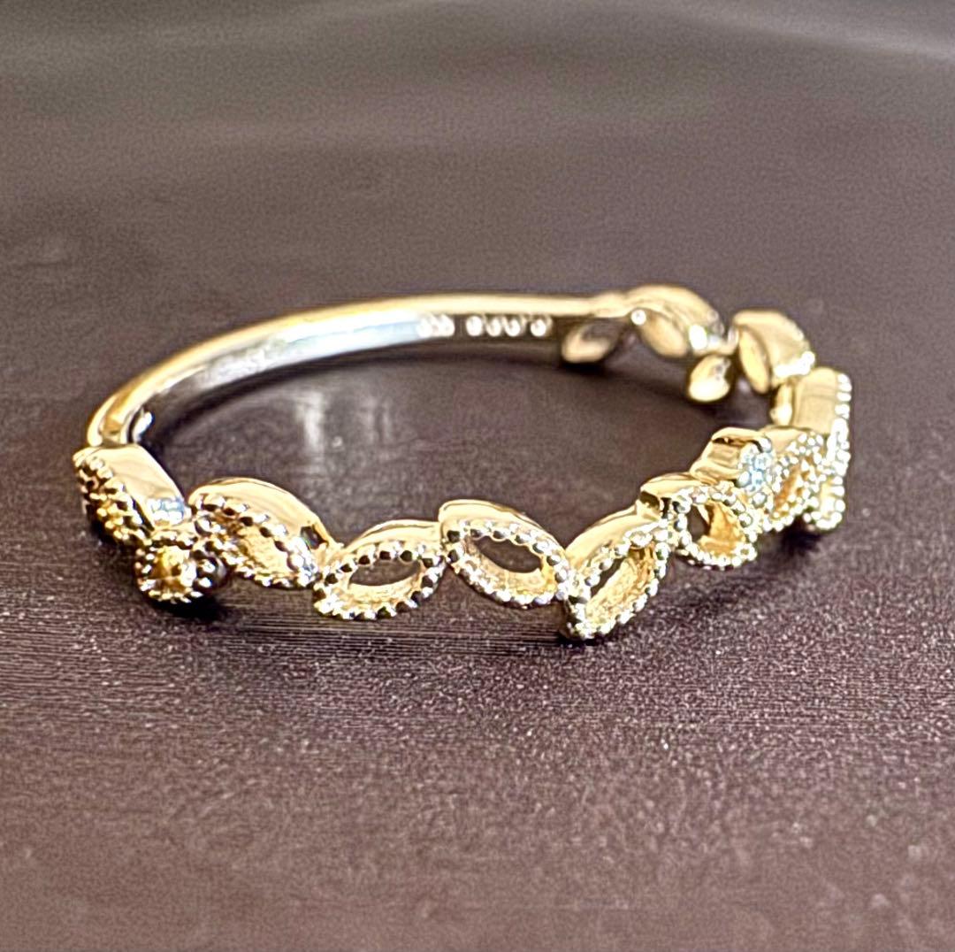 新品磨き済◆agete◆K10YG*13号*リーフモチーフリング*葉*アガット