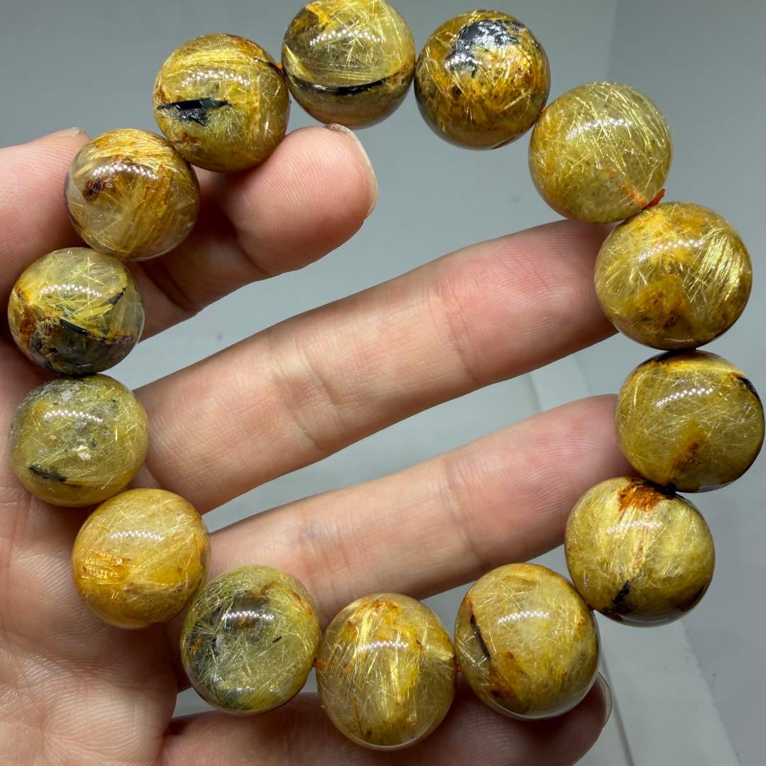 ■ハイクオリティ 大玉 太陽放射 ゴールド タイチン ルチル クォーツ 120■