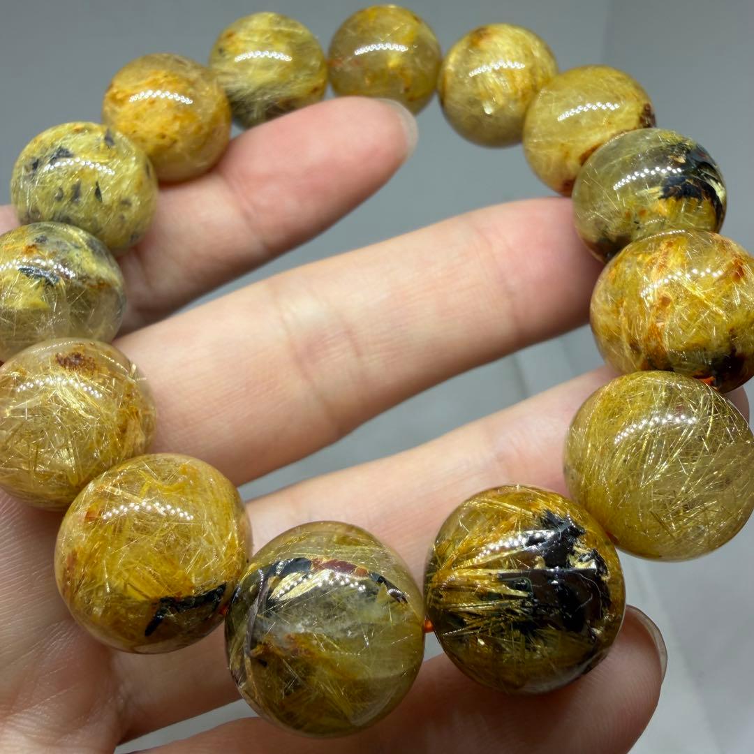 ■ハイクオリティ 大玉 太陽放射 ゴールド タイチン ルチル クォーツ 120■