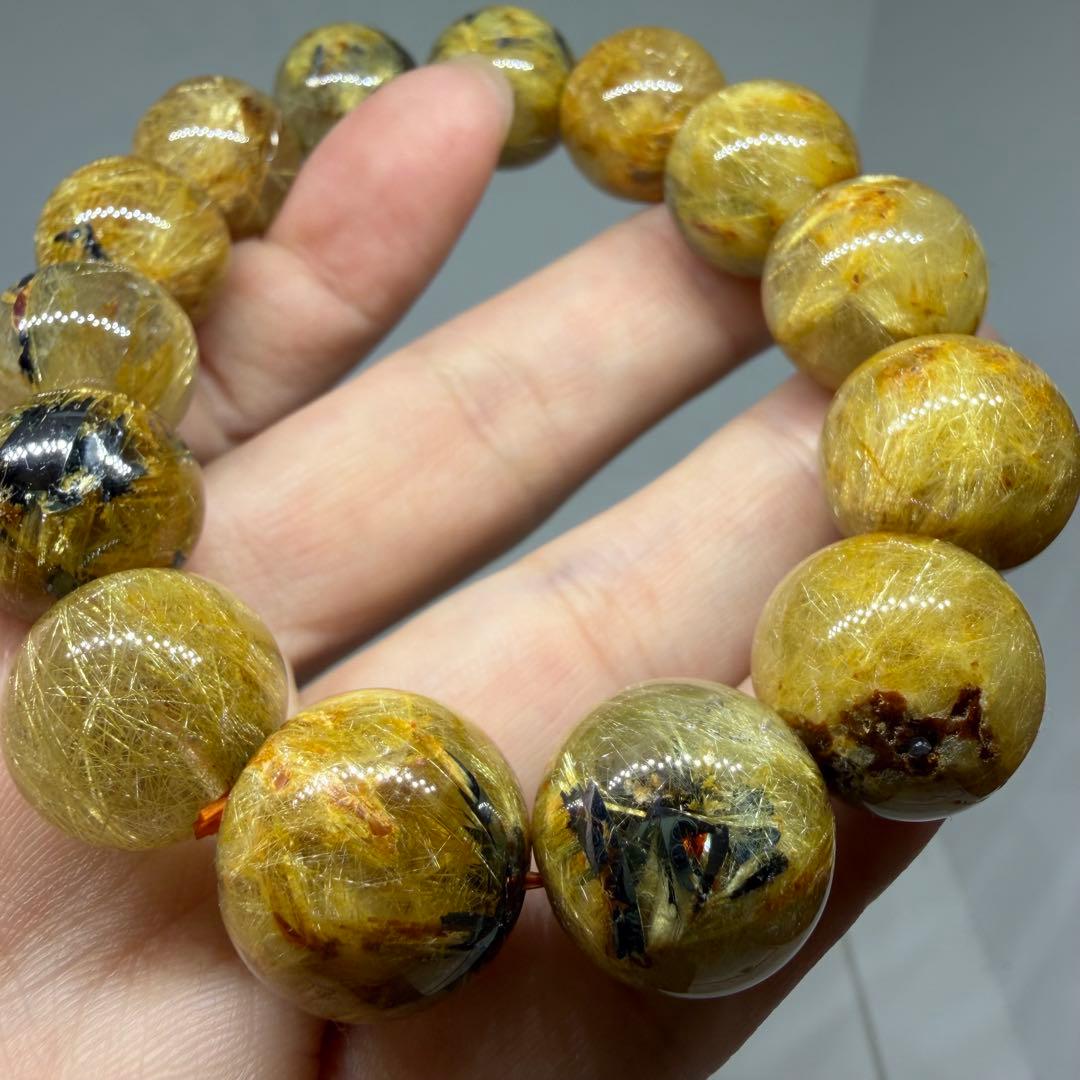 ■ハイクオリティ 大玉 太陽放射 ゴールド タイチン ルチル クォーツ 120■