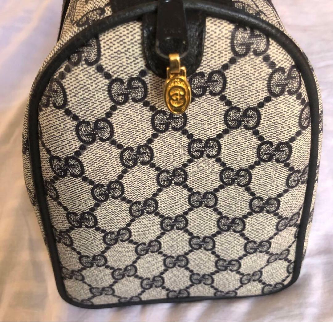 GUCCI シェリーライン GG ネイビー ボストンバッグ レザー